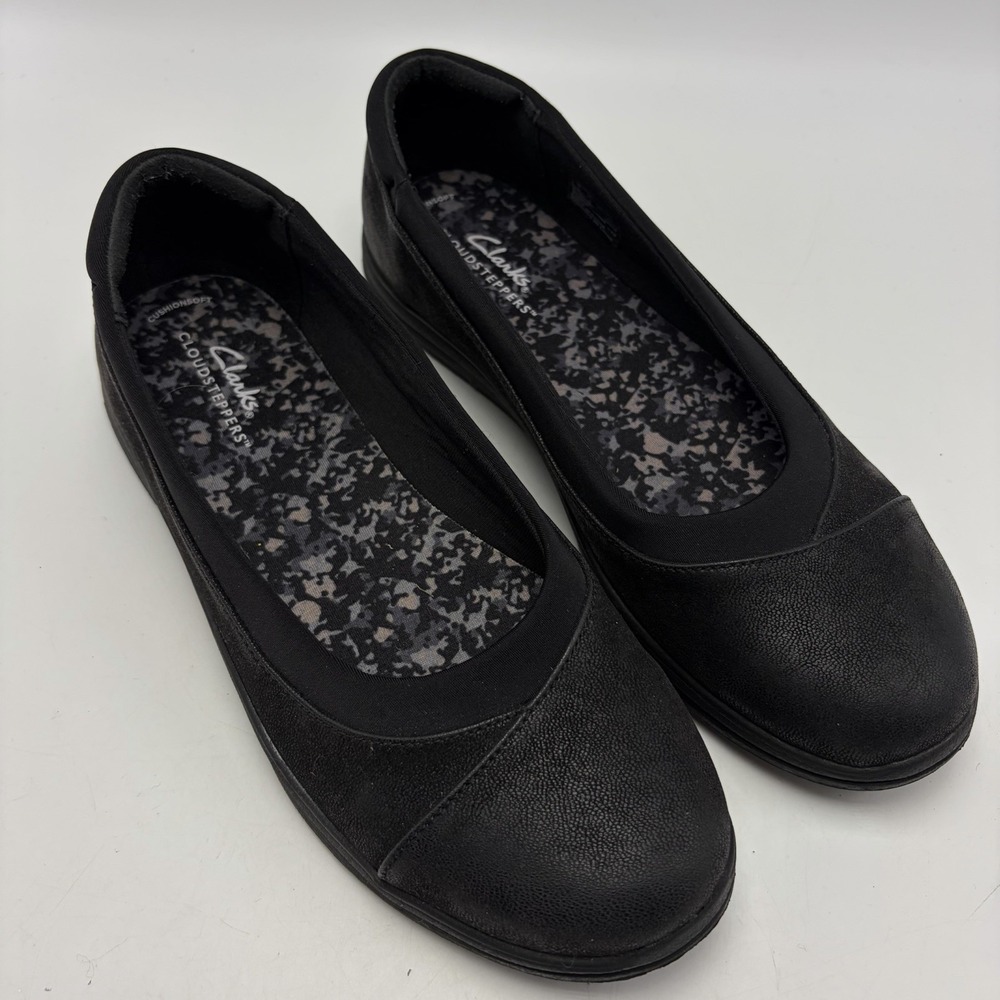 Clarks Cloudsteppers Breeze Ayla Ballet Flat Womens 8.5 M Black Career Comfort